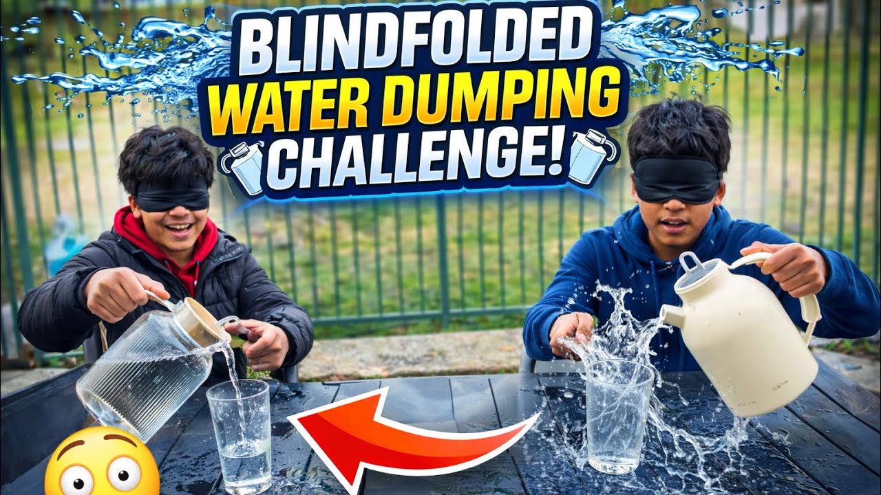 We Tried Pouring Water Blindfolded… BIG Mistake 😳💦