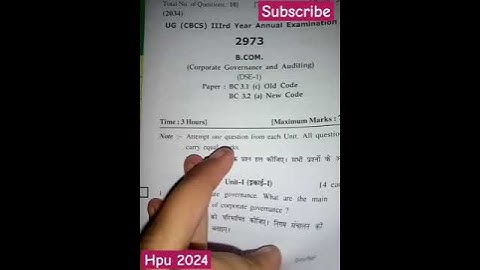 Corporate Governance And Auditing HPU 2024 exam //B.COM 3rd year// Question paper 2024// #hpushimla