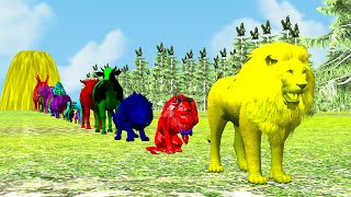 Paint Animals Gorilla Cow Lion Elephant Dinosaurs Fountain Crossing Animal Cartoon