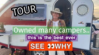 Tear drop camper has it all/ tow with superb features! former cop #I video interview in description