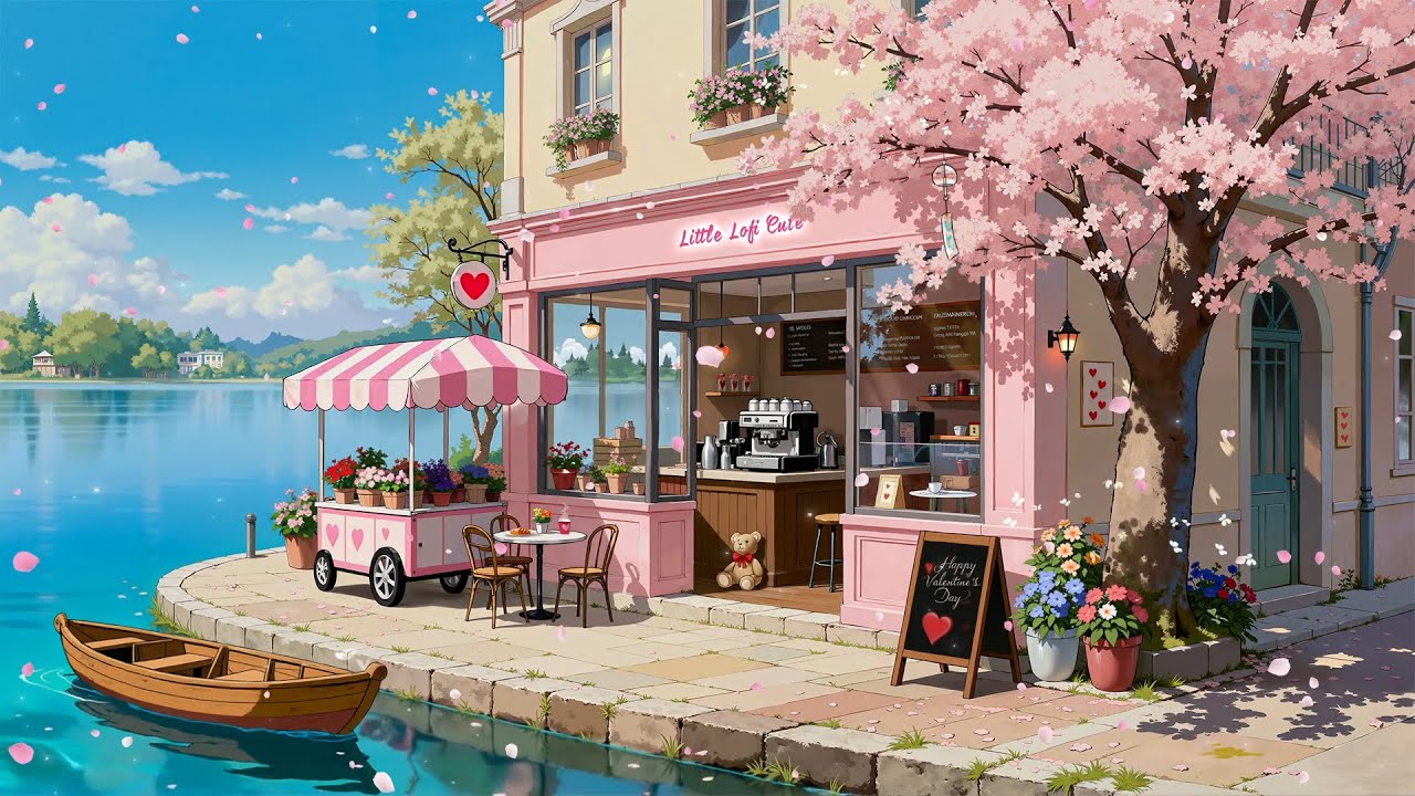 Sweet Café on Valentine's Day 🌸✨ Spring Lofi Chill Mix for Happy Morning Mood