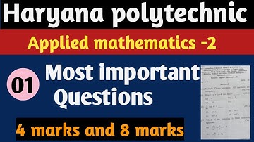 Haryana polytechnic Applied Mathematics most important questions|Hsbte polytechnic maths imp ques