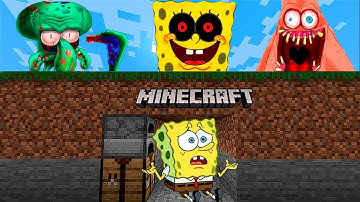 😱Minecraft Speedrunner Spongebob VS 3 Hunters - SpongeBob Animation