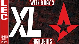 XL vs AST Highlights | LEC Summer 2022 W8D3 | Excel vs Astralis