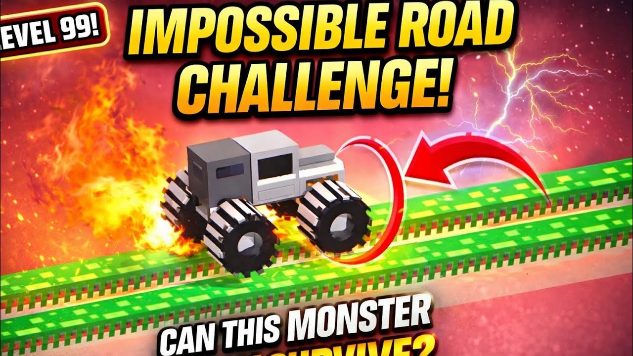 IMPOSSIBLE Road Challenge Level 99! Can This Monster Truck Survive?