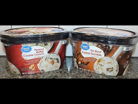 Great Value: Peanut Butter Cookie Crunch & Tin Roof Pretzel Sundae Ice Cream Review