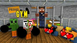 Minecraft, ZOMBIE and PIGLIN PRISON BREAK + Body Building \& Girls