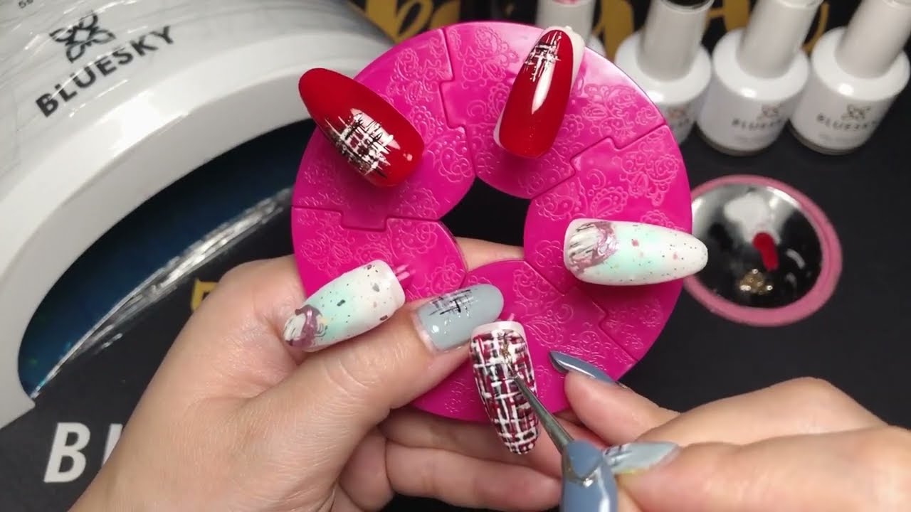 Tweed Nails Design | Cara membuat Pola Tweed Nail Art