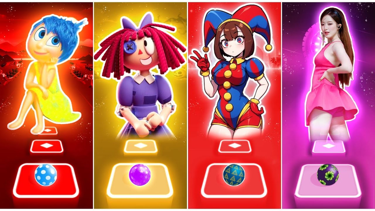 Joy Inside out VS Ragatha VS Pomni VS Queencard - Tiles Hop