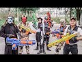 [ 1 Hour Nerf War ] Suicide Squad Warriors Black Nerf Guns Fight Crime Group RED SATAN Mask