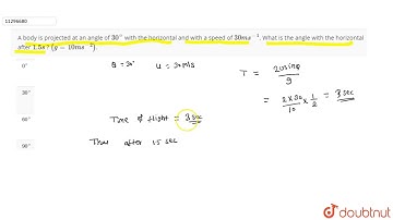 A body is projected at an angle of `30^` with the horizontal and with a speed of `30 ms^-1`. Wha...