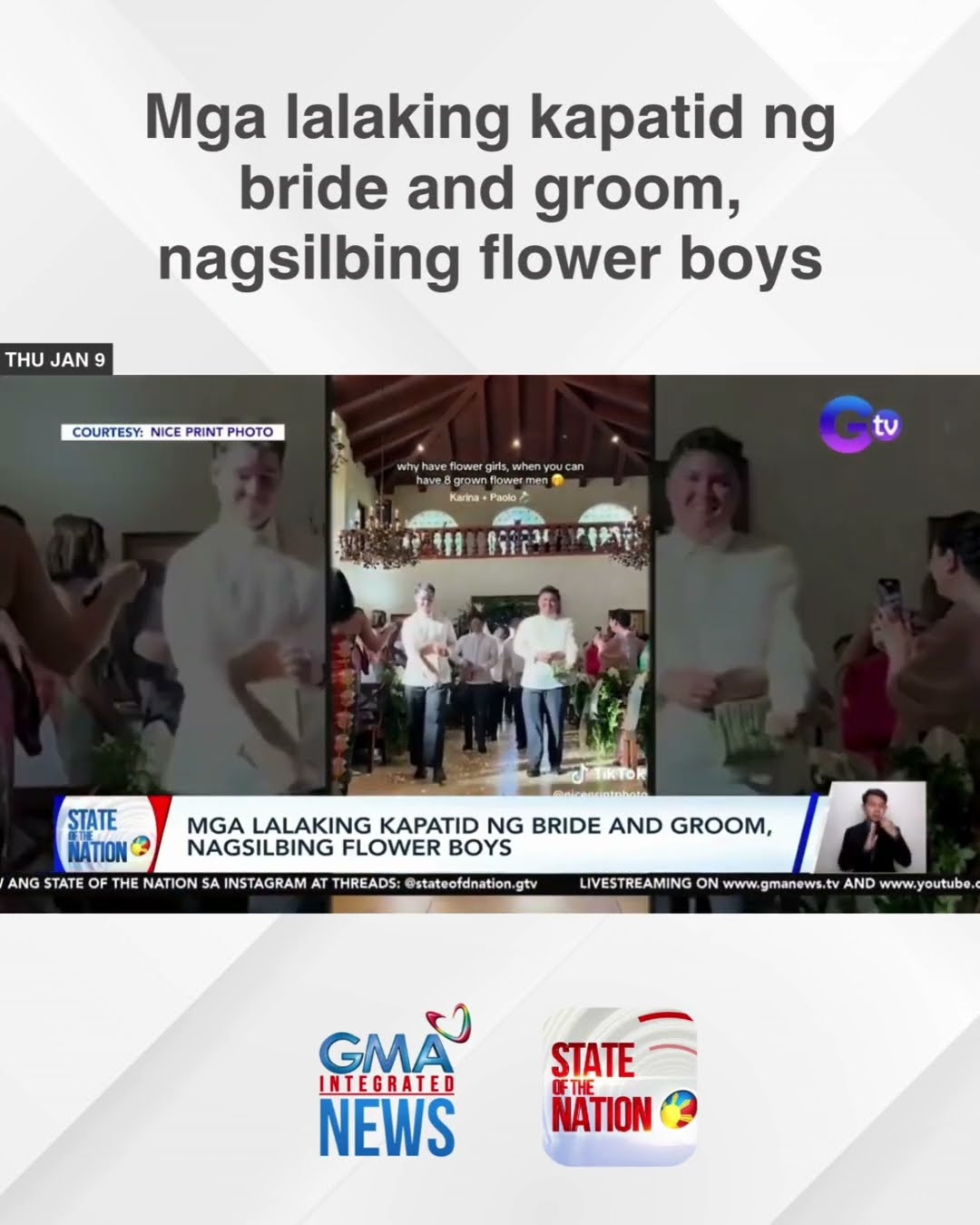 Mga lalaking kapatid ng bride and groom, nagsilbing flower boys | SONA