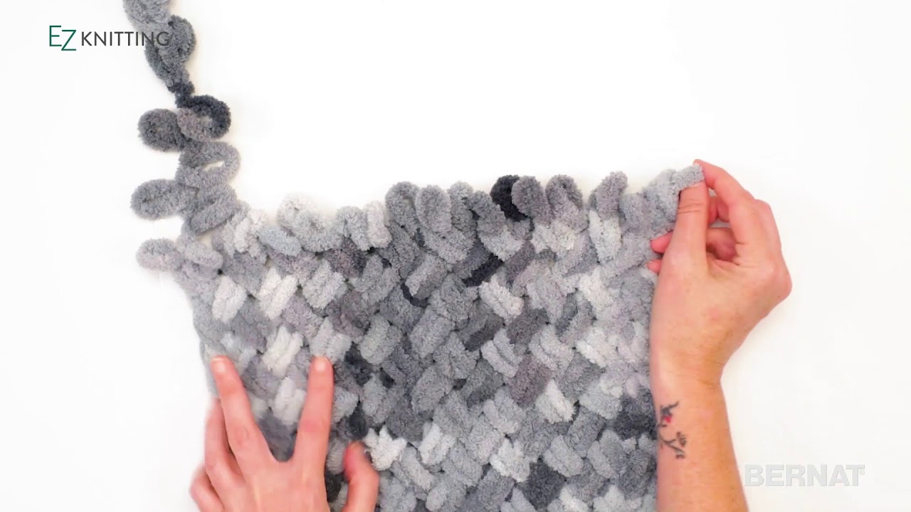 How to Finger Knit a Criss Cross Pattern Blanket with Loop Yarn – Home is  Where the Boat Is