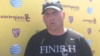 USC Football Spring Practice #9 - Clay Helton Presser