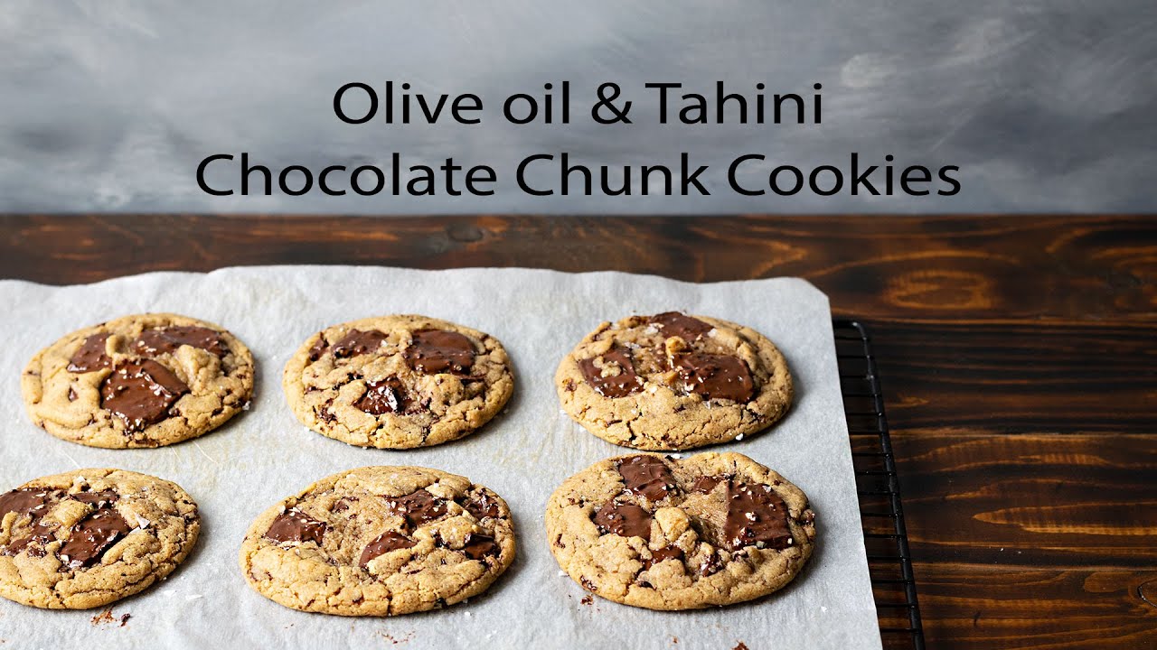 Chewy tahini chocolate chunk cookies