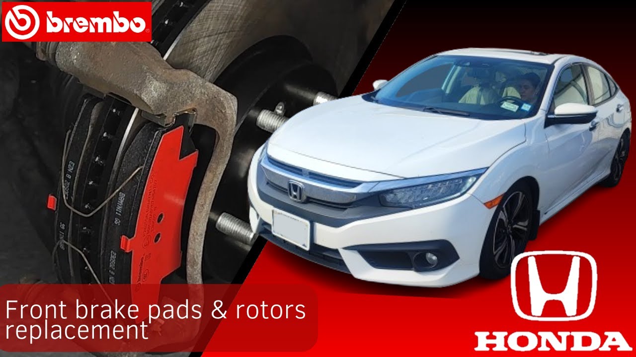 How to replace front brake pads and rotors Honda Civic 2016 🔧 Step by ...