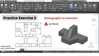 Autocad basic tutorial for beginners | Autocad Practice Exercise 3 | Orthographic to Isometric
