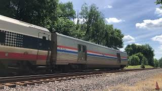Amtrak P42 leads 318 with nice crew in Sherman Mo