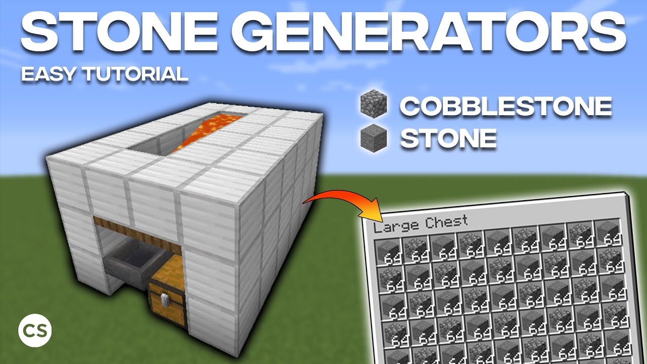 How To Make Stone Generator Easy COBBLESTONE / STONE FARM Tutorial | How to build Stone Generator in Minecraft 1.16 - YouTube