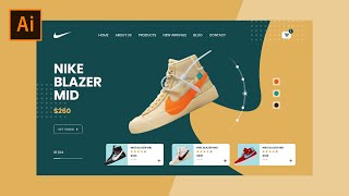 Nike Shoes Website Lading Page | Web Design | Adobe Illustrator Tutorial