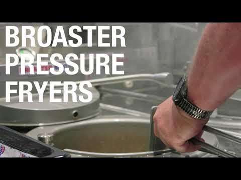 Broaster E18G Pressure Fryer. Frying tenders with clamshell QSR 