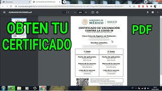 COMO obtener el CERTIFICADO DE VACUNACION anti covid 19 en PDF