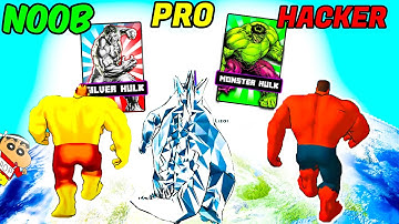 SHINCHAN and CHOP CRAFTING GOLD GODZILLA HULK KING KONG in MONSTER DRAFT | NOOB vs PRO vs HACKER