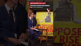 '"I Took A $100,000 Pay Rise!" Protest Banner Unfurled Behind Pauline Hanson During Speech | VERTEX