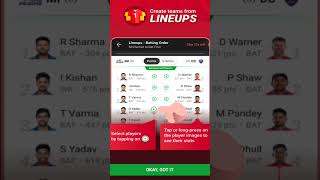 Dream11 Create Teams From Lineups 2023 screenshot 3
