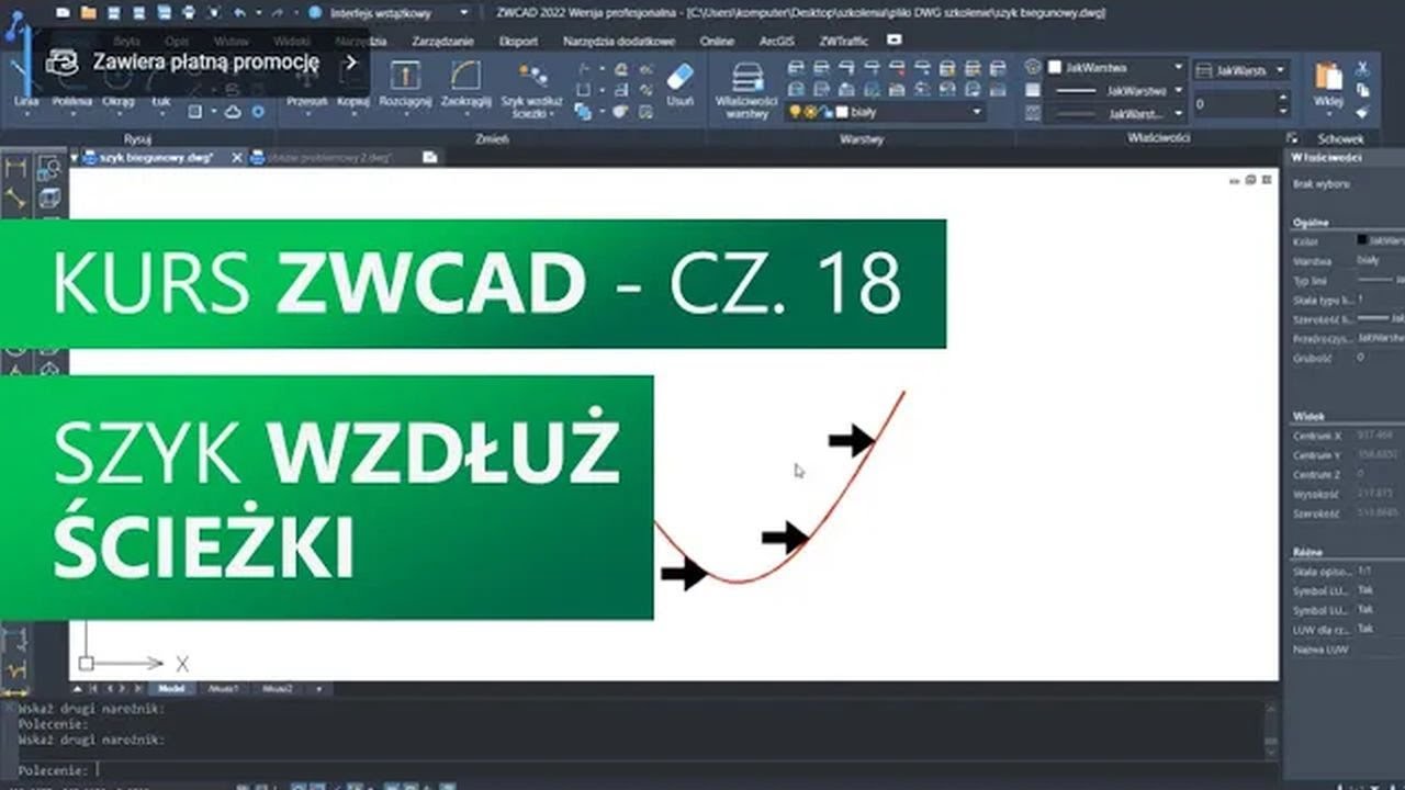 Szyk wzdłuż ścieżki. Kurs ZWCAD. Część 18