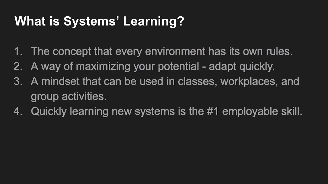 Systems' Learning - YouTube