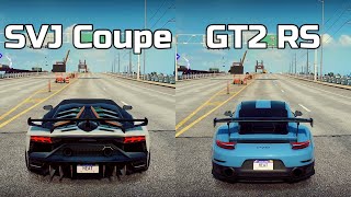 NFS Heat: Lamborghini Aventador SVJ Coupe vs Porsche 911 GT2 RS - Drag Race