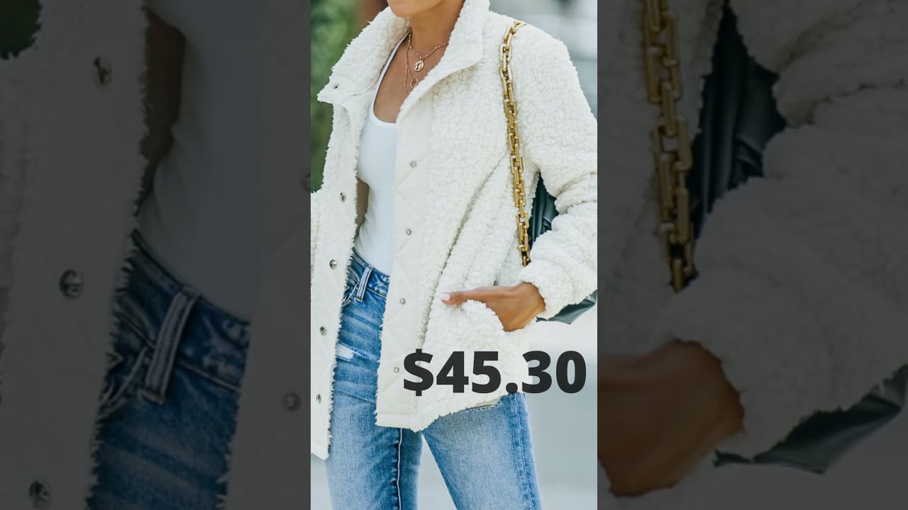 Casual Solid Color Long Sleeved Lamb Wool Coat | Jackets | Cardigan | 