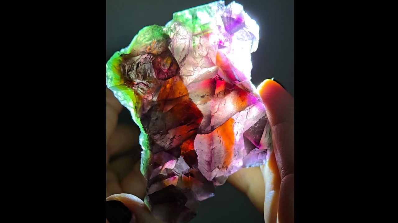 Red phantom octahedral fluorite from China - FL288