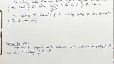 Velocity ratio, Slip and formulas used in belt drive numericals