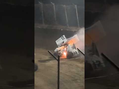 Corbin Gurley S Big Sprint Car Fire At LaSalle Track Fire Racecar Dirtracing Speedwayhighlights