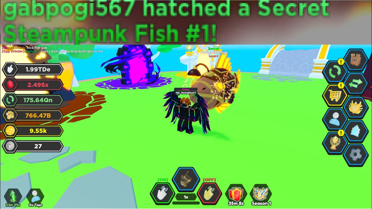 I Hatch The 1st New Secret *SteamPunk Fish* In Tapping Legends X (Roblox) GabGamingPlays