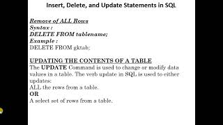 Session 36 video - Insert, Delete, and Update Statements in SQL