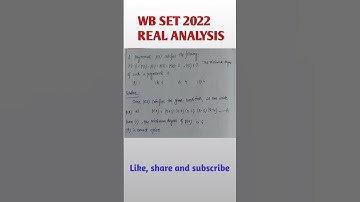 Shorts | #1 | REAL ANALYSIS  | WBSET 2022 | NA Math Study