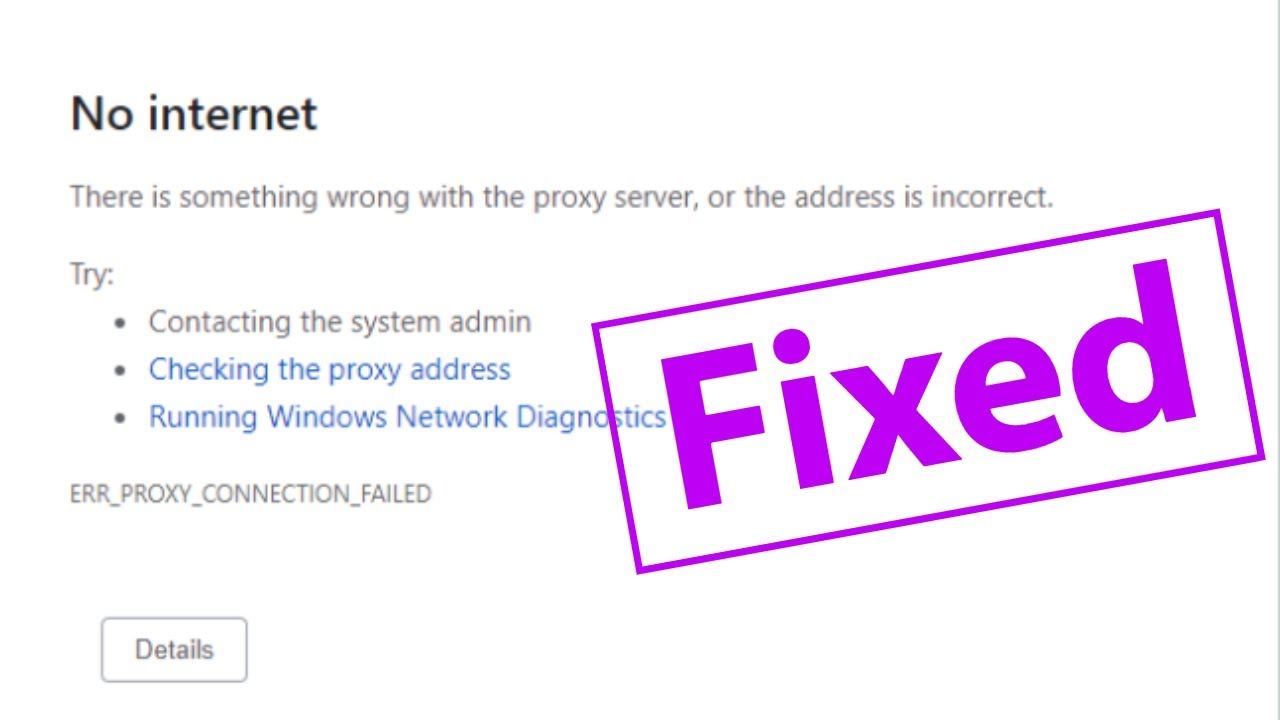 Proxy connection failure