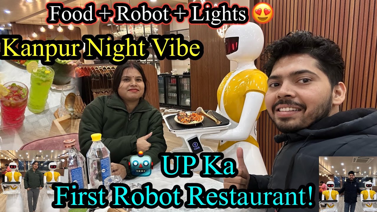 UP Ka First Robot 🤖Restaurant 😱 | Robot Yellow Kanpur Full Tour | Night Vibe & Cool Ambience
