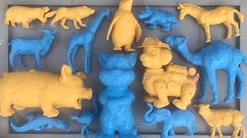 Rửa động vật nhiều mầu động vật dễ thương, mèo tom, chó, heo, ngựa, dê, cừu, voi, hà mã, hươu cao cổ