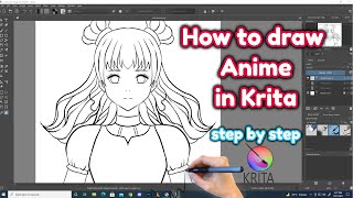 how to draw anime in krita || sketching and lineart tutorial || digital art tutorial screenshot 3