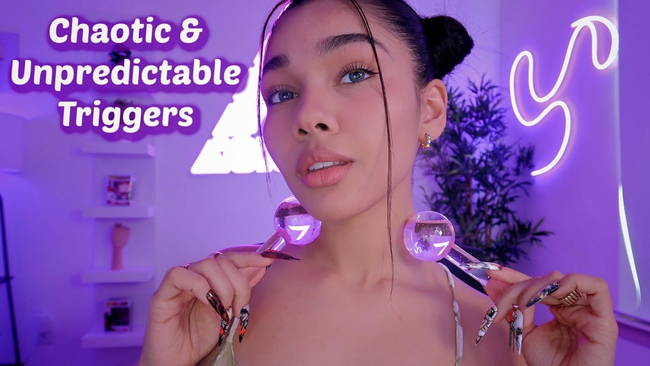 ASMR |  Fast & Aggressive Collarbone Tapping, Body Massaging & Mouth Sounds 💜⚡️