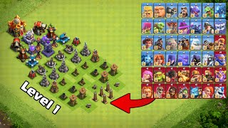 Level 1 Defense Formation vs Every Troops! - Clash of Clans