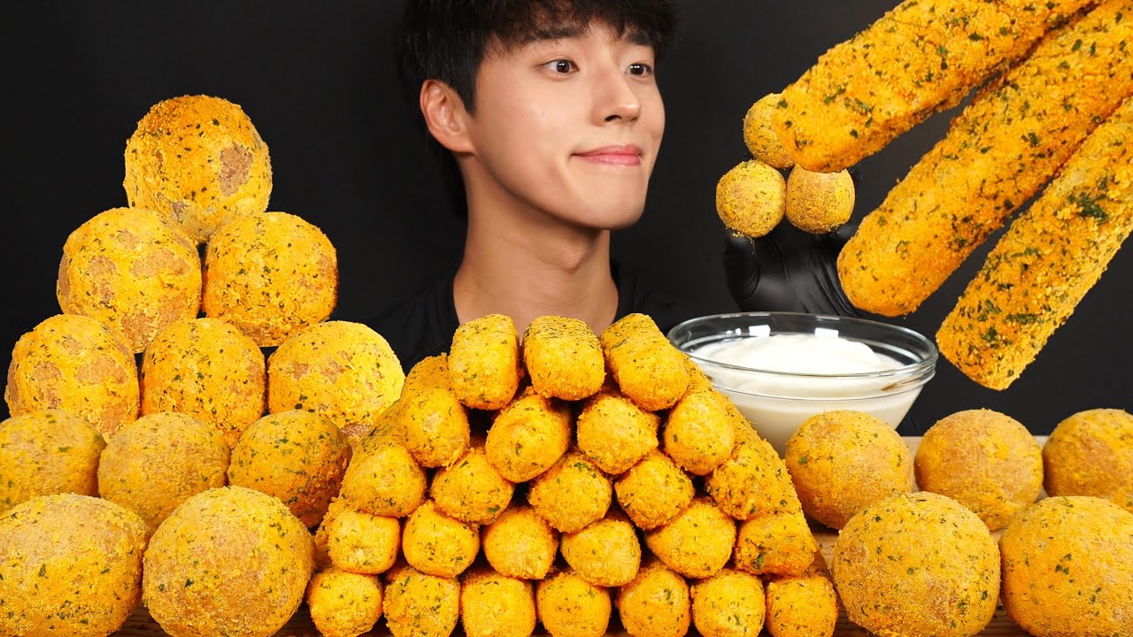 ASMR MUKBANG CHEESE STICKS & CHEESE BALLS