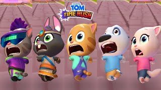 Talking Tom Time Rush - Angela Vs Tom Vs Hank Vs Becca Vs Ginger Chasing Rakoon In Lava Volcano City