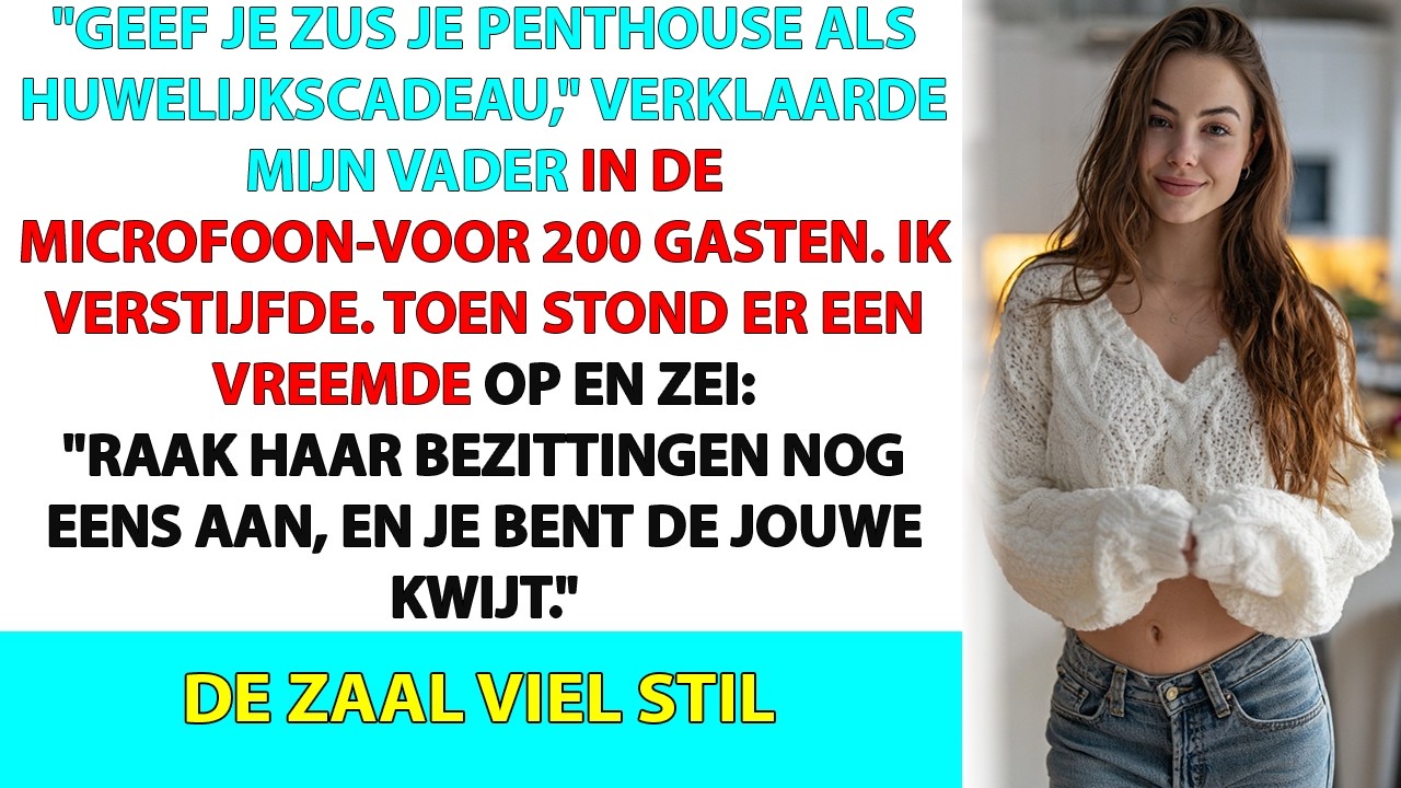 Mijn vader tikte tegen zijn glas en kondigde voor tweehonderd gasten aan dat mijn penthouse een huwelijkscadeau voor mijn zus werd. Niemand vroeg het mij. Ze hadden het al geregeld, mijn moeder...