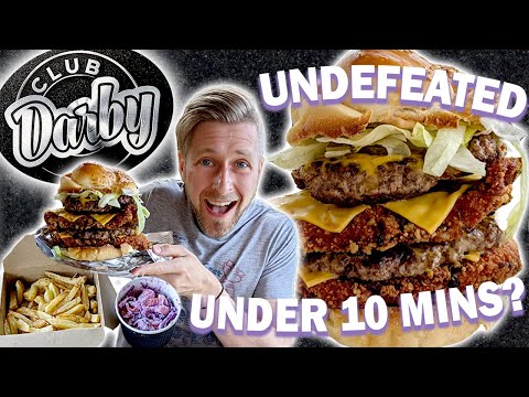 Undefeated Club Darby Burger Challenge 10 Minute Time Limit! Man Vs Food