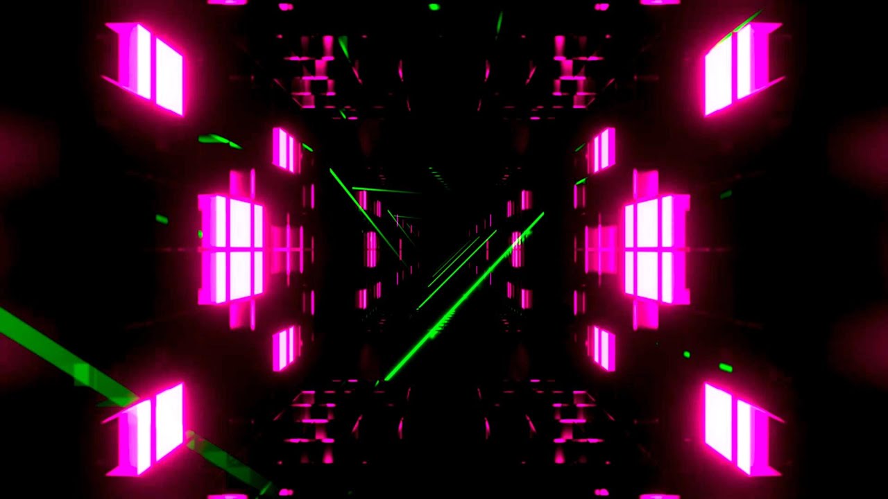 VisionKanal 4K – Футуристический розово-зелёный неоновый коридор | Без звука [2 часа]